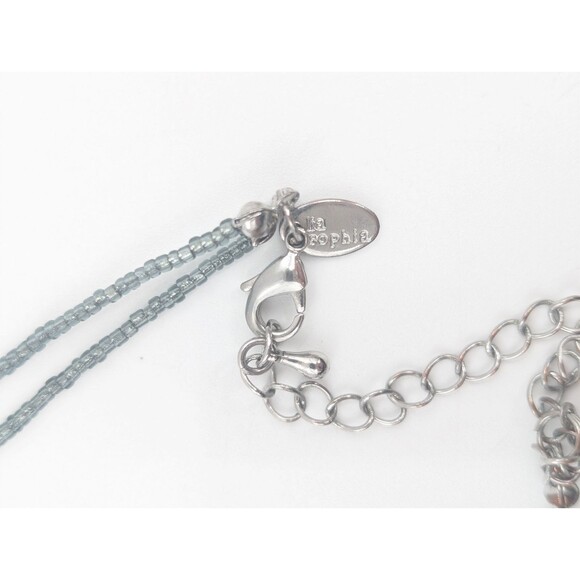 Lia Sophia Freshwater Pearl and Beads Gray Teal Double Strand Statement Necklace - Picture 3 of 5